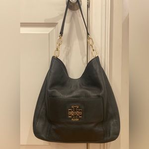 Tory Burch Britten Hobo Handbag Black with Gold Hardware